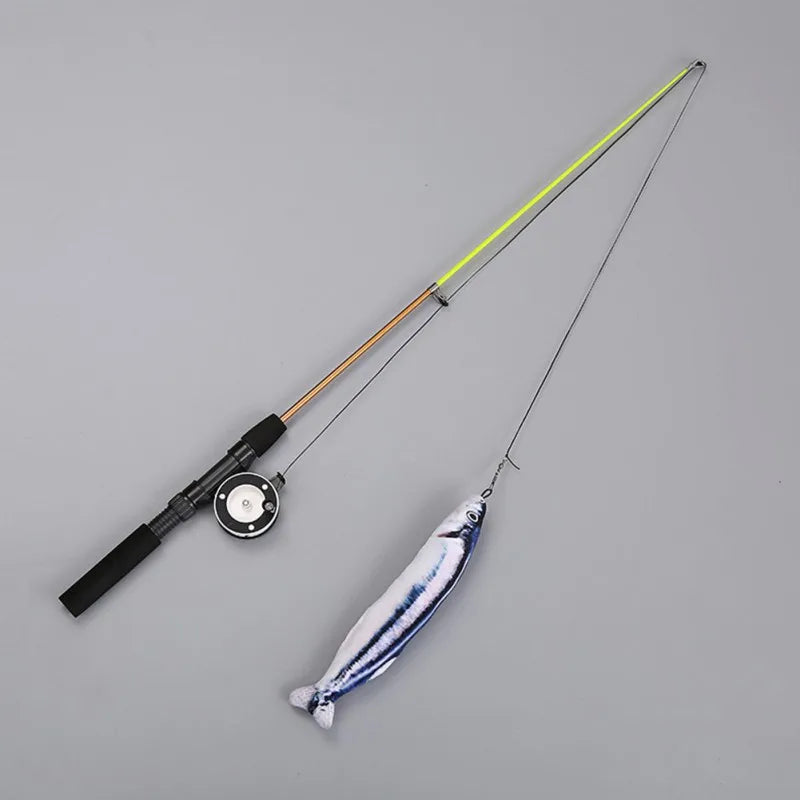 Canne à Pêche Rétractable avec Plumes et Poisson - LePetitChat