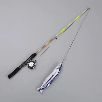 Canne à Pêche Rétractable avec Plumes et Poisson - LePetitChat