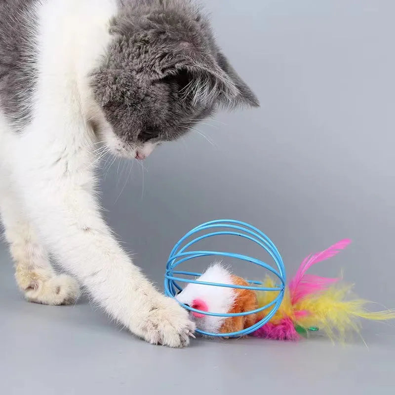 Souris en Peluche Simulée avec Cage - LePetitChat