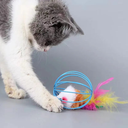 Souris en Peluche Simulée avec Cage - LePetitChat