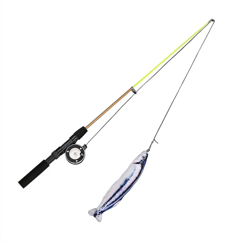 Canne à Pêche Rétractable avec Plumes et Poisson - LePetitChat